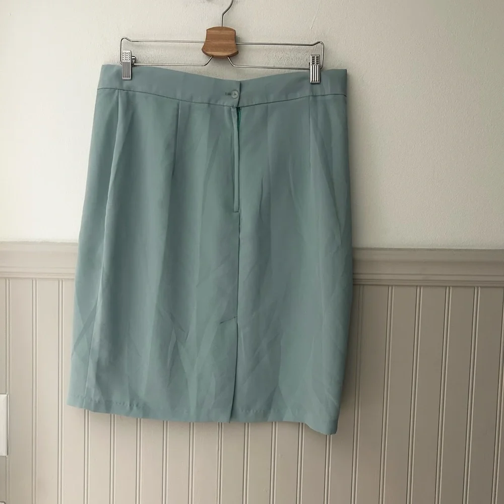 Vintage Caryel Light Blue Seafoam Blouse and Matching Skirt Set